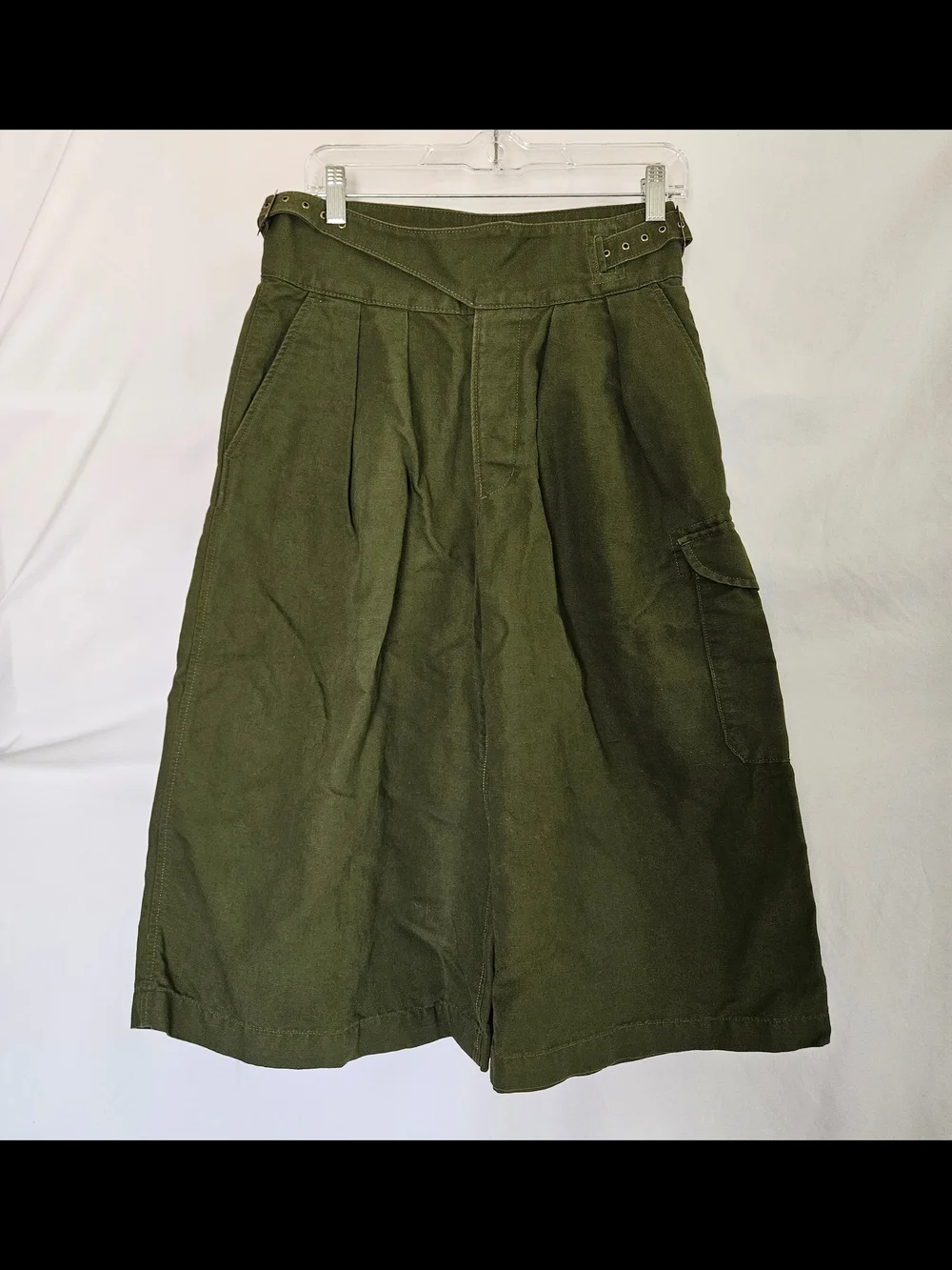 Banana Republic wide leg pleated culottes Womens 4 Olive Green Lagenlook Linen